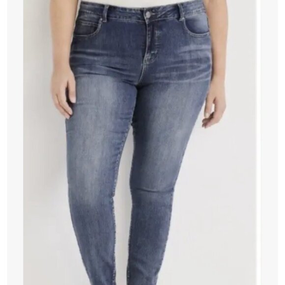 Maurices Plus Size 24W X-short Everflex super skinny High Rise blue Jeans NWT - Picture 2 of 8